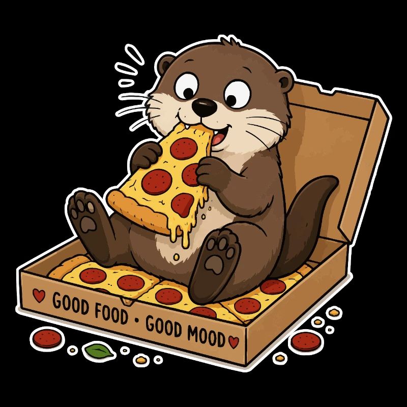 Loutre avec pizza : plaisir de collation dans une boîte