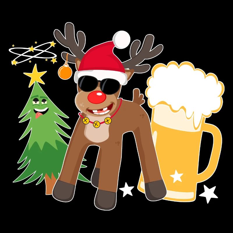 Betrunkenes Rentier mit Bier Weihnachtsbaum Cool