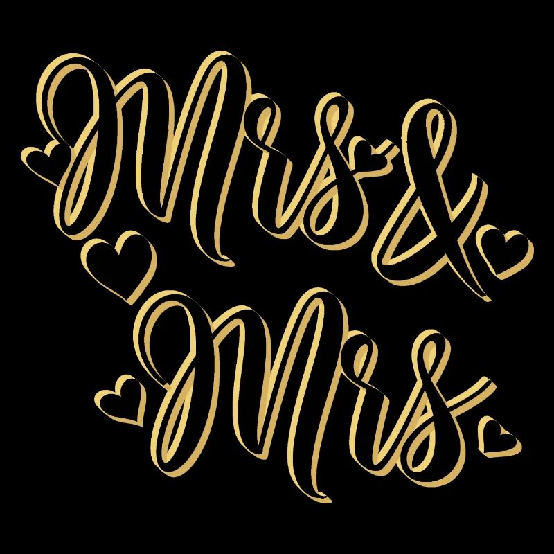 Mrs. and Mrs. in gold script
