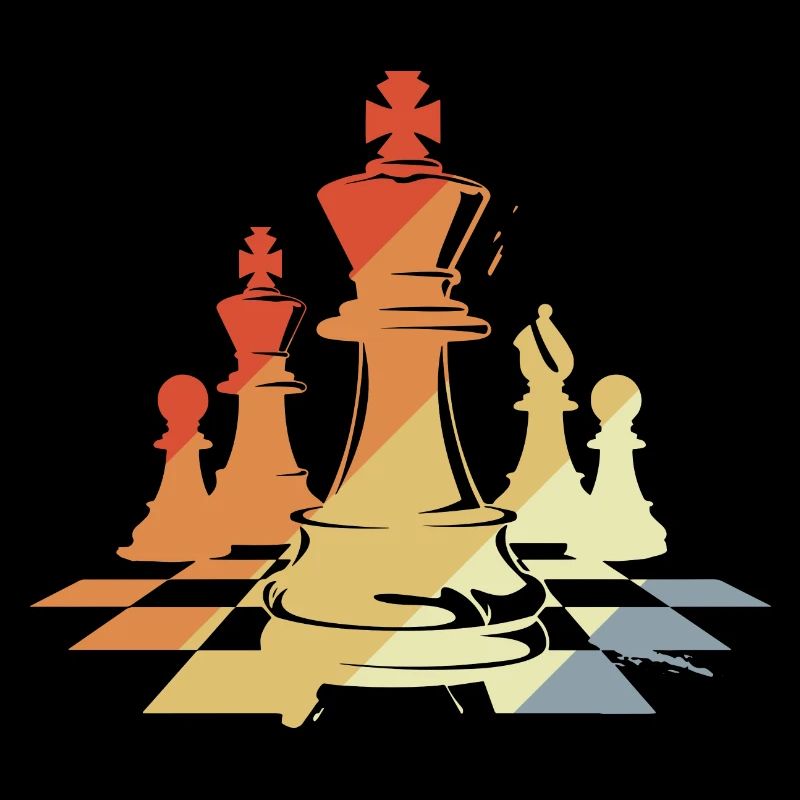 Chess Pieces Sketch Retro