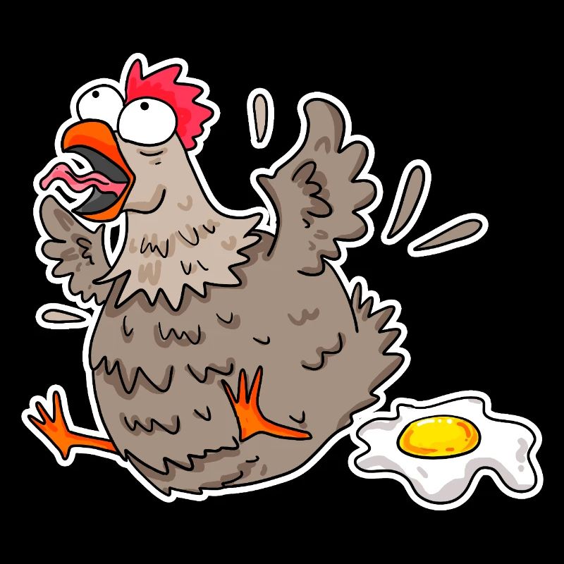 Funny Chicken with Egg Cartoon