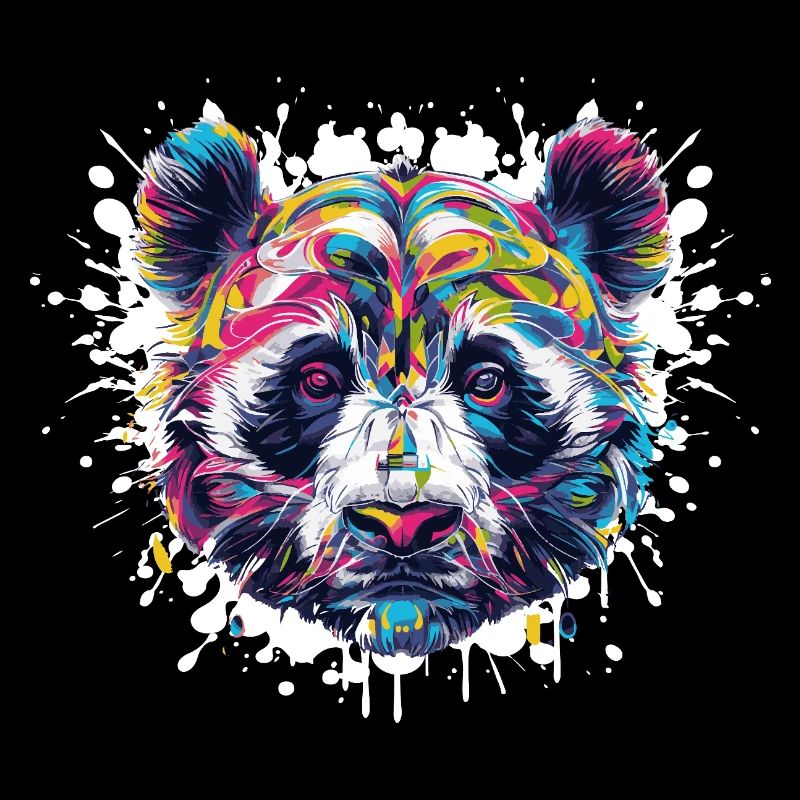 Explosion de couleurs de tête de panda colorée