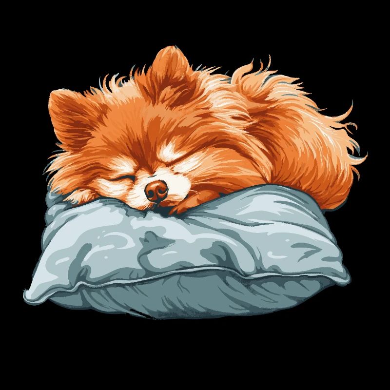 Spitz endormi sur un oreiller