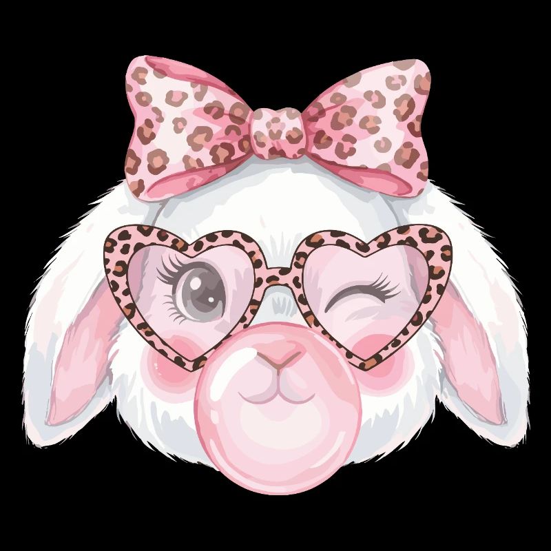 Leopard Glasses Easter Bunny with Pink Bow