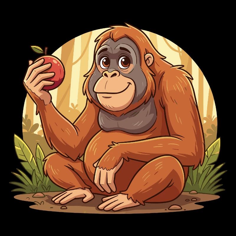 Orangutan mit Apfel – Dschungelcharme