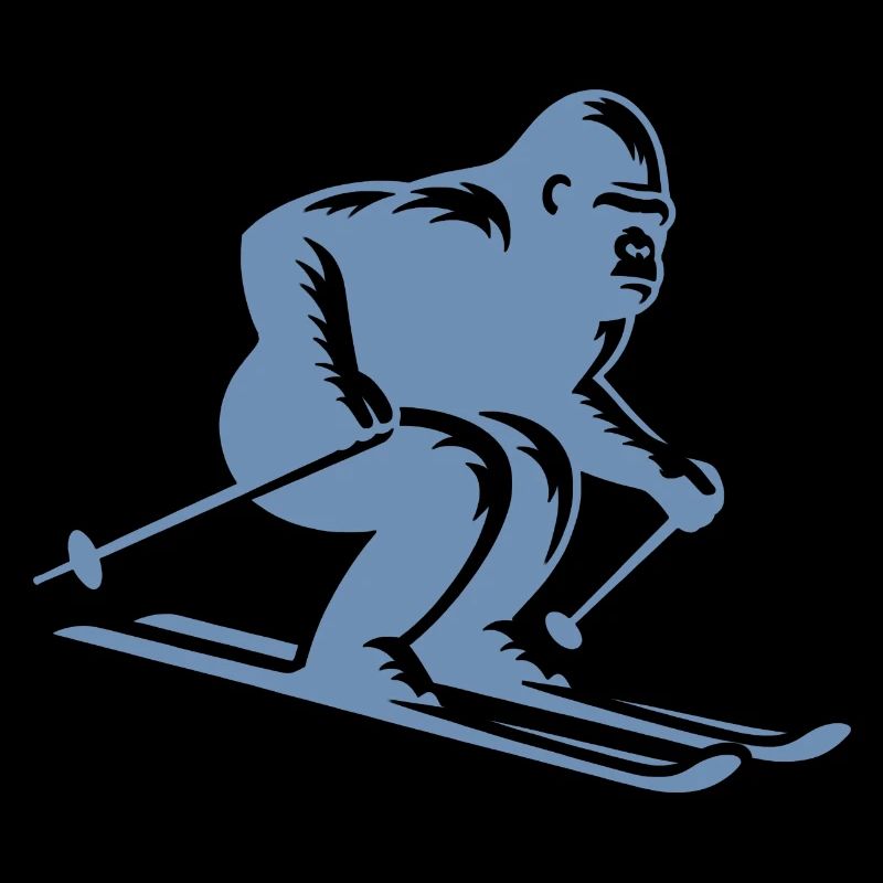 Monkey Gorilla Chimpanzee Ski Silhouette Design