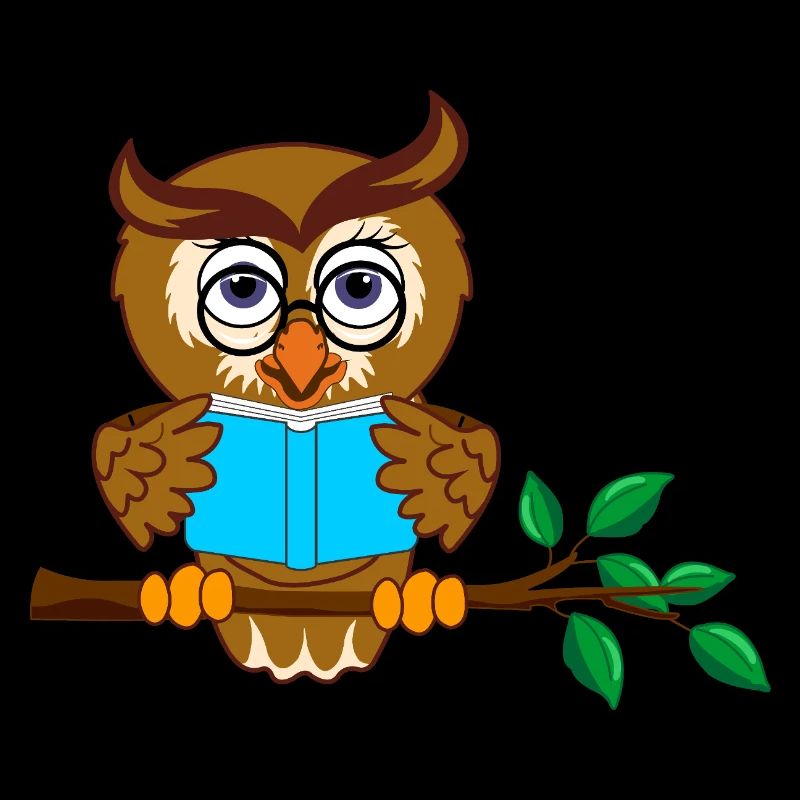 Ast Eule mit blauem Buch