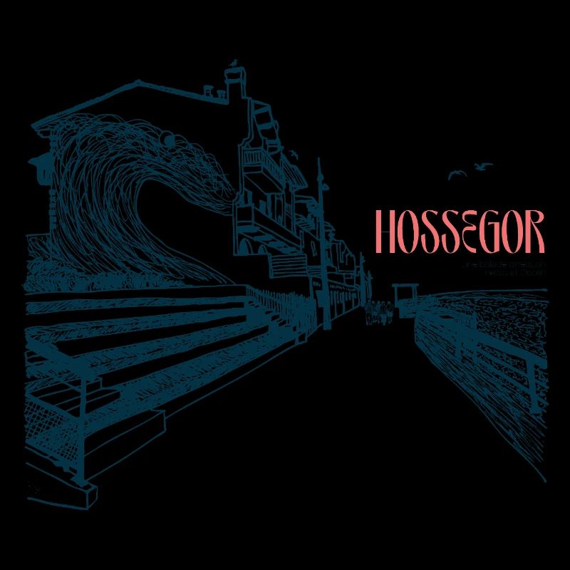 Hossegor Atlantic Coast – Hand-Drawn Wave