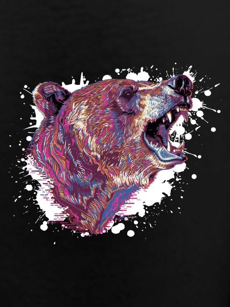 Neon Splash Bear Head
