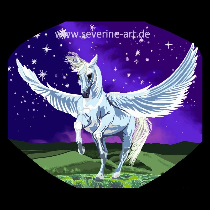 Pégase blanc la nuit devant un ciel étoilé