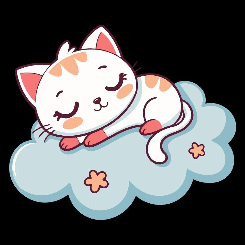 Sleeping Kitten on Soft Cloud