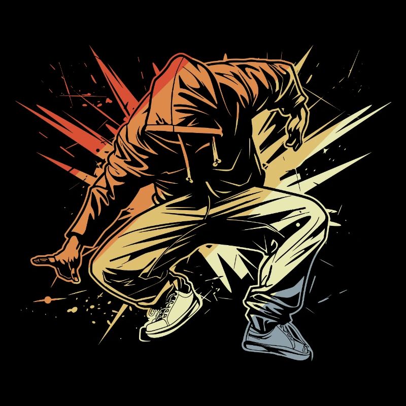 Breakdancer dessinant vintage