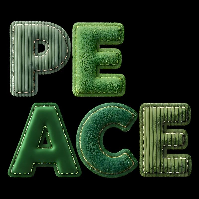 Peace Patchwork Green Nature Lettering