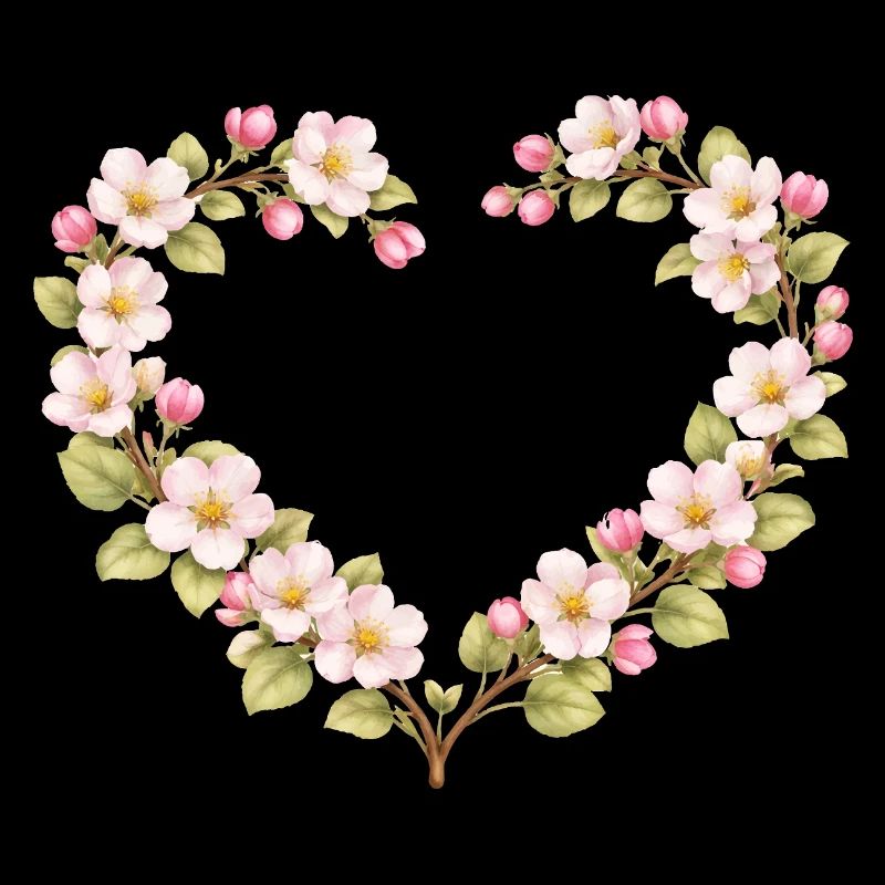 Spring Motif Apple Blossom Heart Frame