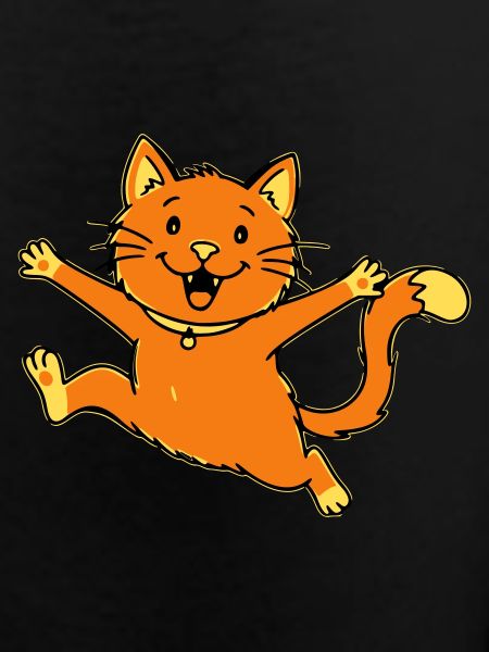 Cheerful cartoon cat jumping