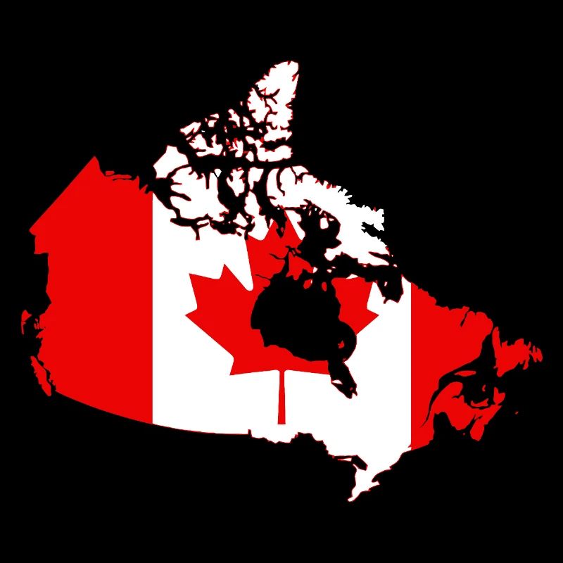 Silhouette de la carte du drapeau du Canada avec feuille d’érable