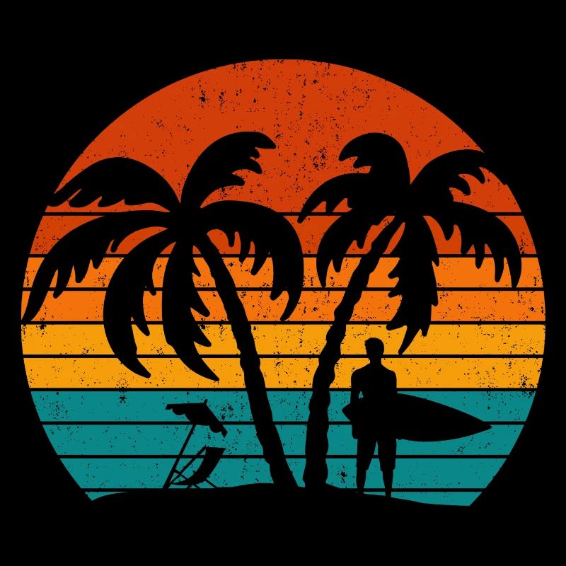 Surf Retro Surfer Sunset