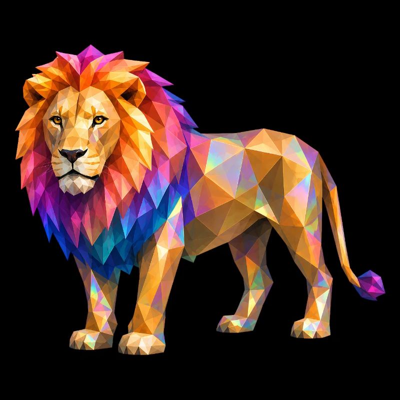 Polygon lion color explosion