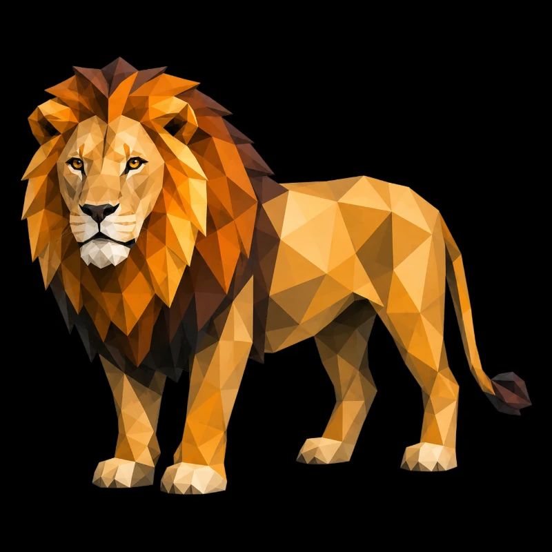 Low Poly Löwe Gelb Orange