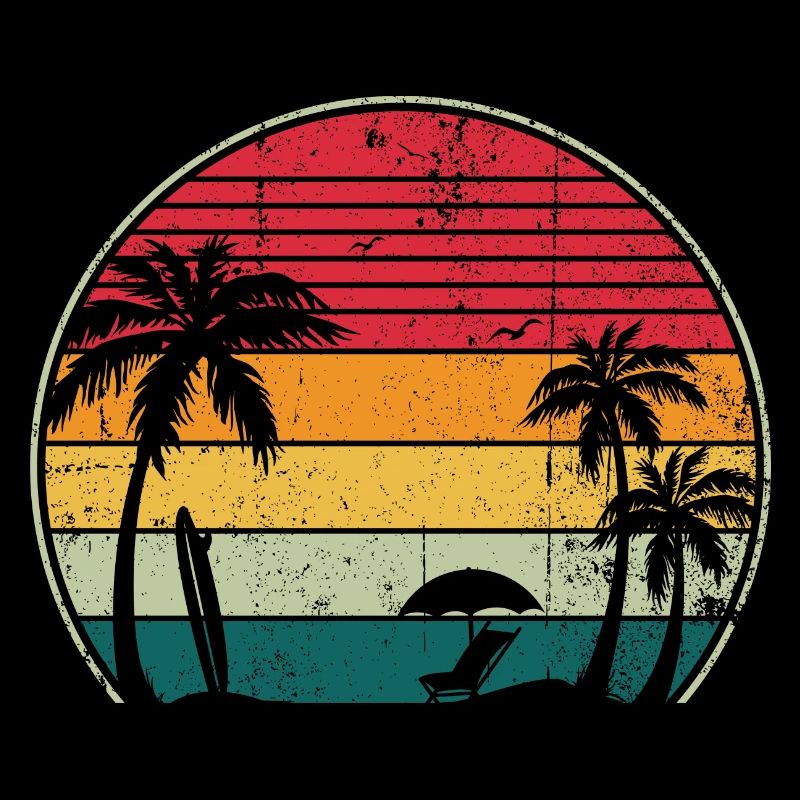 Retro Sunset Palm Circle