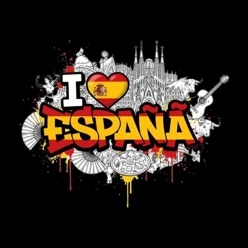 Lebendiges Graffiti Spanien Flagge Liebe Design