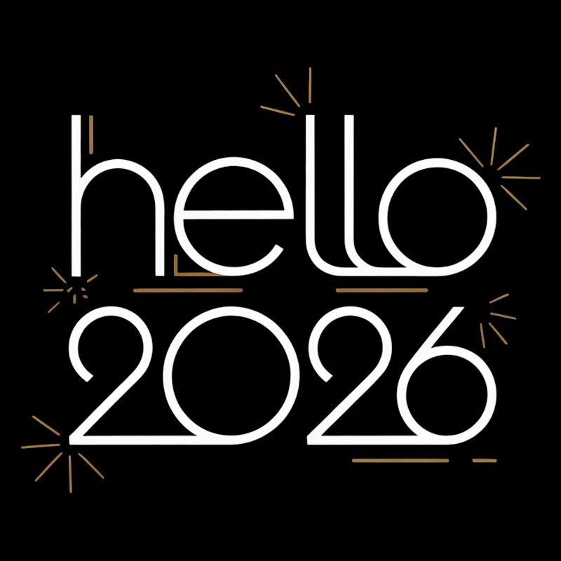 Hello 2026 Neon Fireworks