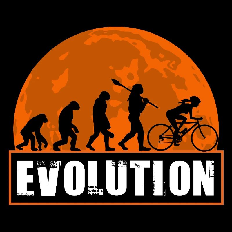 Evolution des Mannes, Radfahren, Radfahrer, Mädchenradfahrer, Fahrt