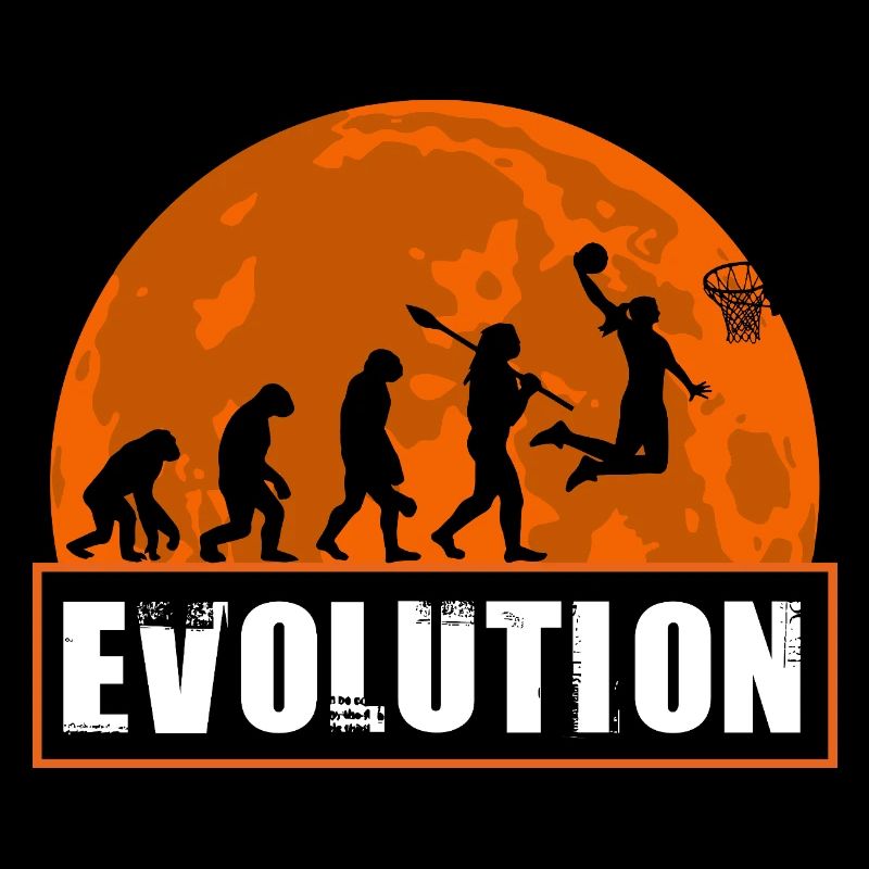 Basketball Evolution Player Dunking Silhouette