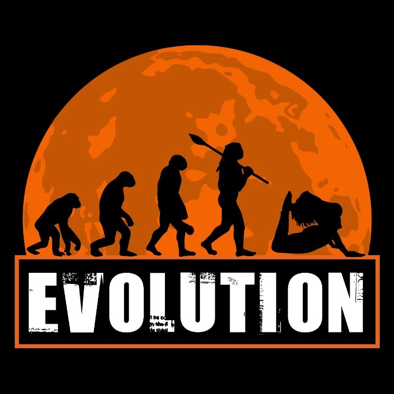 Yoga Evolution Silhouette Sunset Retro