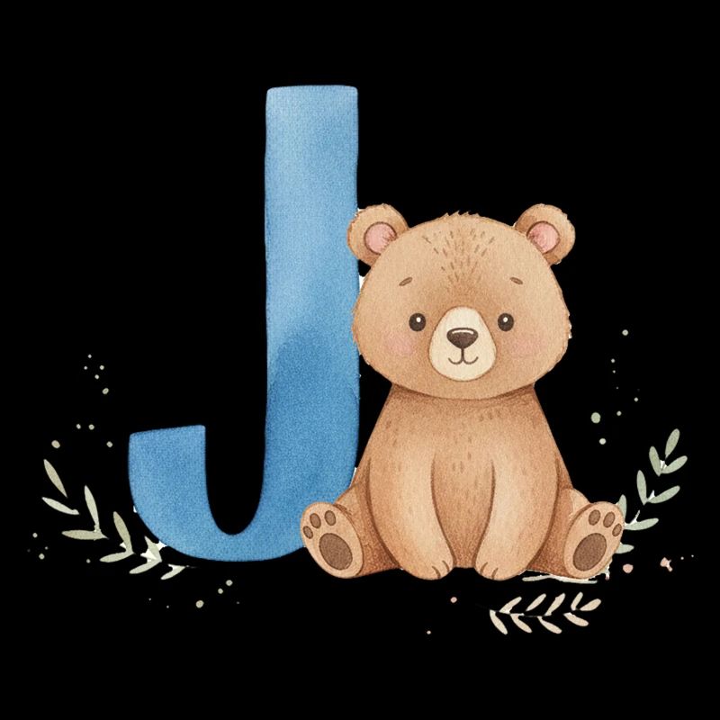 J und Teddy Bär Aquarell-Design