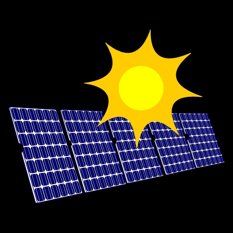 Une rangée de panneaux solaires avec soleil pour générer