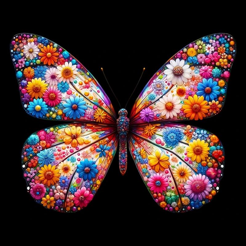 Papillon décoré de fleurs