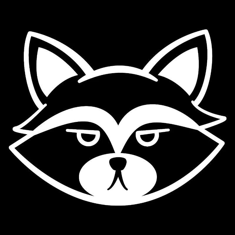 Grumpy raccoon face black and white