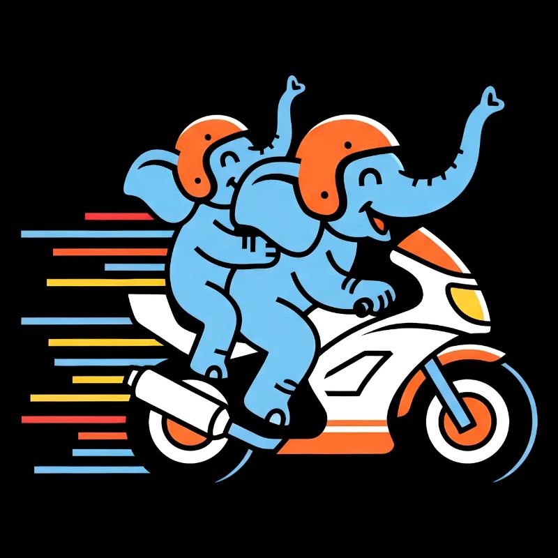 Duo de course d’éléphants à moto