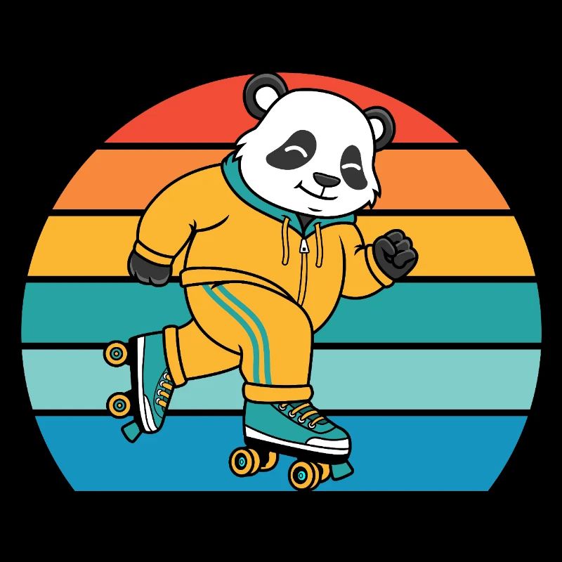 Retro Panda on Roller Skates