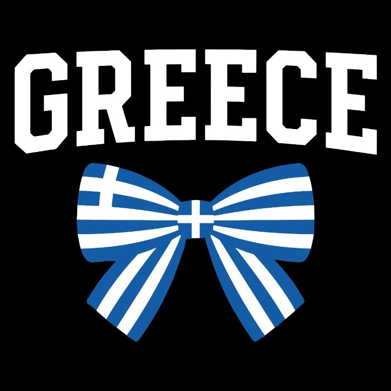 GREECE lettering and blue and white bow
