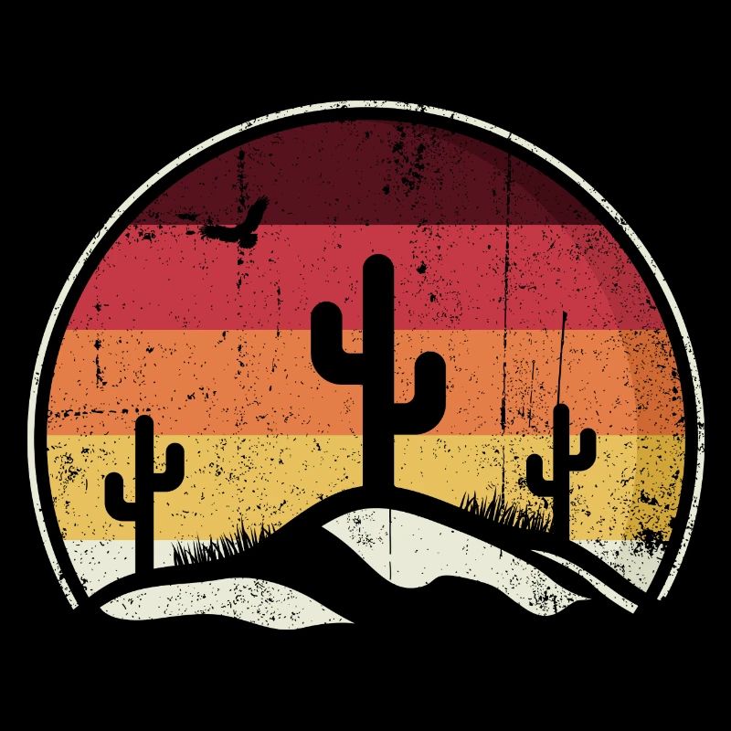 Cercle de cactus du coucher de soleil du désert