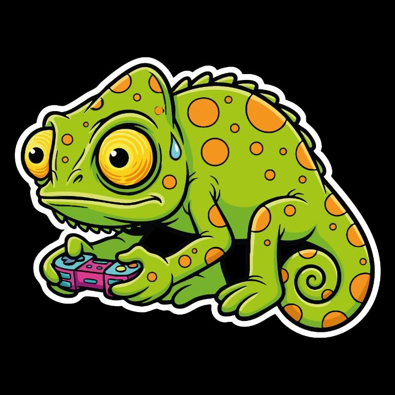 Chameleon Gamer Controller Video Games Mascot