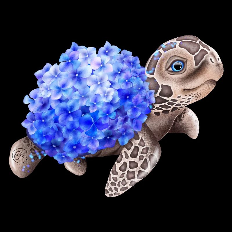 Turtle with Hydrangea