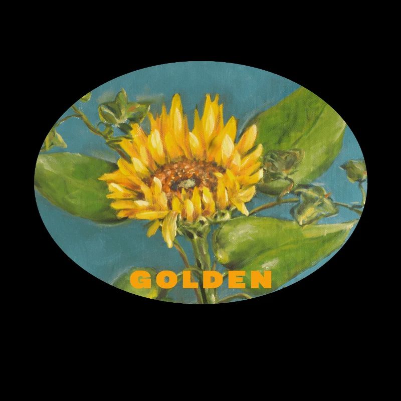 Golden - Vibrant Sunflower Macro Ellipse