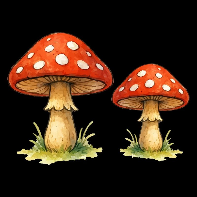 Red toadstools in the grass