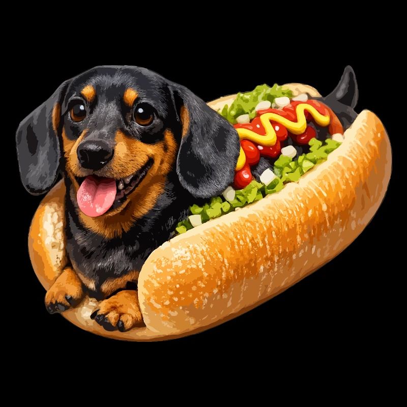 Teckel en hot-dog