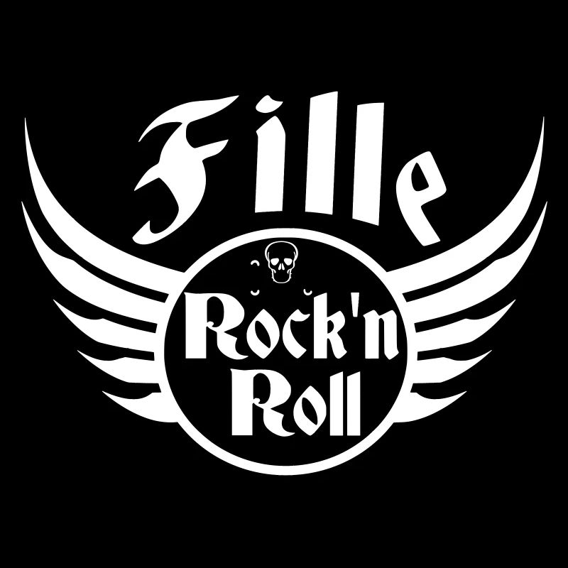 Fille Rock and Roll Crâne Ailes Blanc