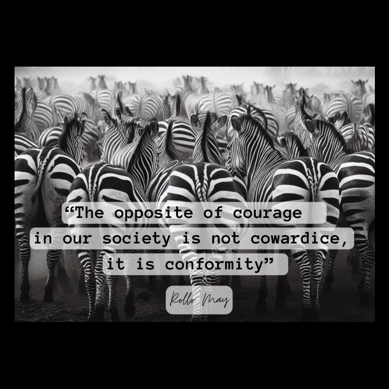 Mut oder Konformität Zebras im Kontrast Mono