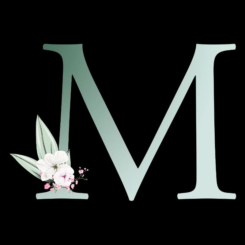 M Monogram, Floral, Personalizable