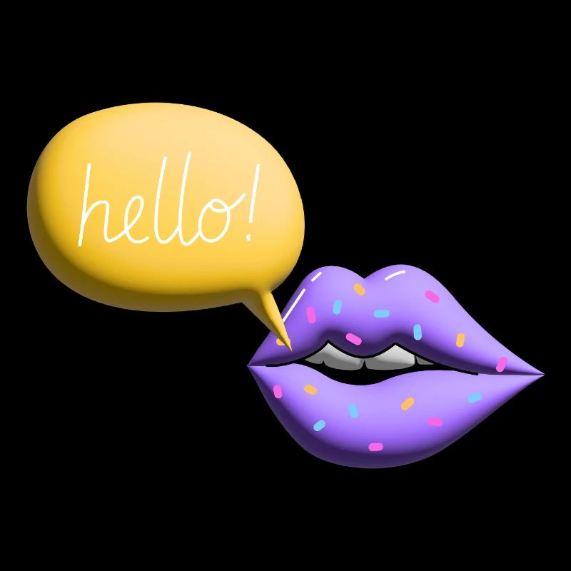 Mouth Hello Lips Retro 3D Colorful