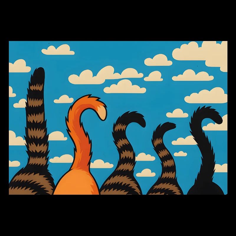 Cute Cat Tails Against Cloudy Sky