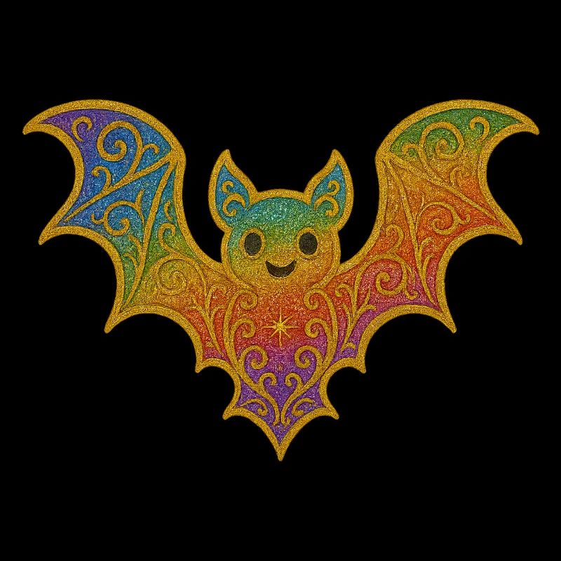 Regenbogenfledermaus mit Glitterrand