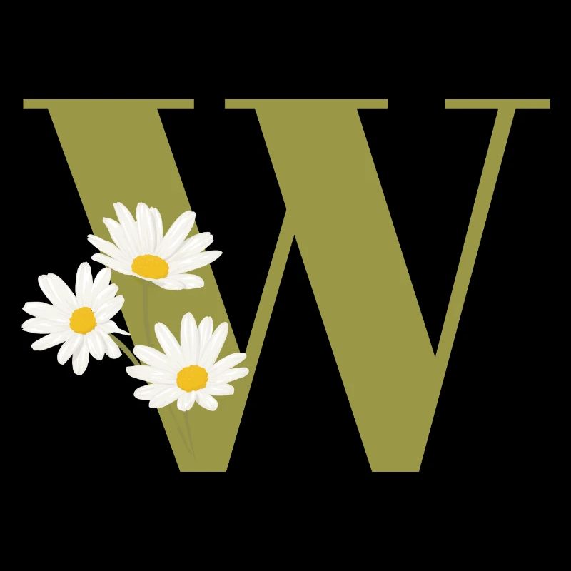 Buchstabe w Grüne Gänseblümchen