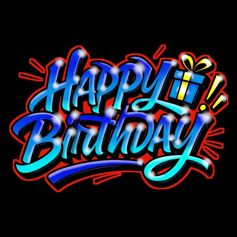 Happy Birthday Graffiti BLUE RED